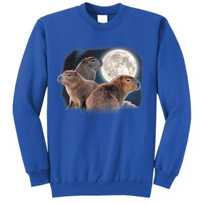 Three Capybaras And Moon Funny Capybara Humor Parody Sweatshirt
