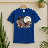 Three Capybaras And Moon Funny Capybara Humor Parody T-Shirt