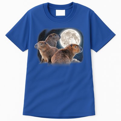 Three Capybaras And Moon Funny Capybara Humor Parody Tall T-Shirt