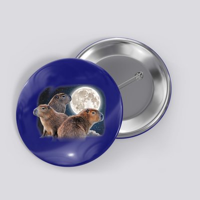 Three Capybaras And Moon Funny Capybara Humor Parody Button