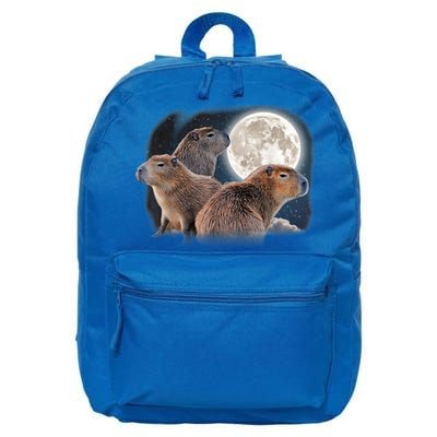 Three Capybaras And Moon Funny Capybara Humor Parody 16 in Basic Backpack