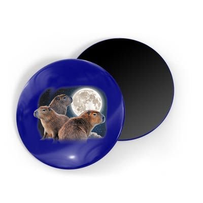 Three Capybaras And Moon Funny Capybara Humor Parody Magnet