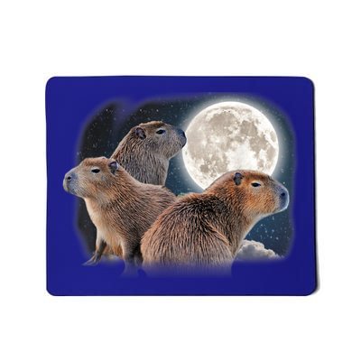 Three Capybaras And Moon Funny Capybara Humor Parody Mousepad