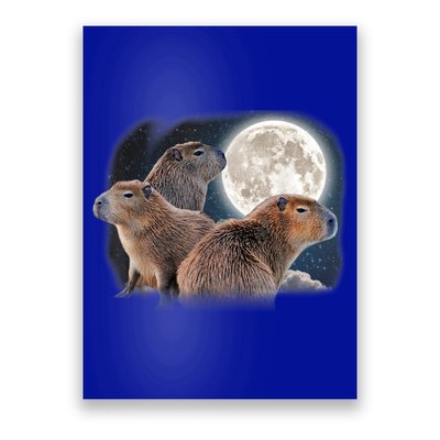 Three Capybaras And Moon Funny Capybara Humor Parody Poster