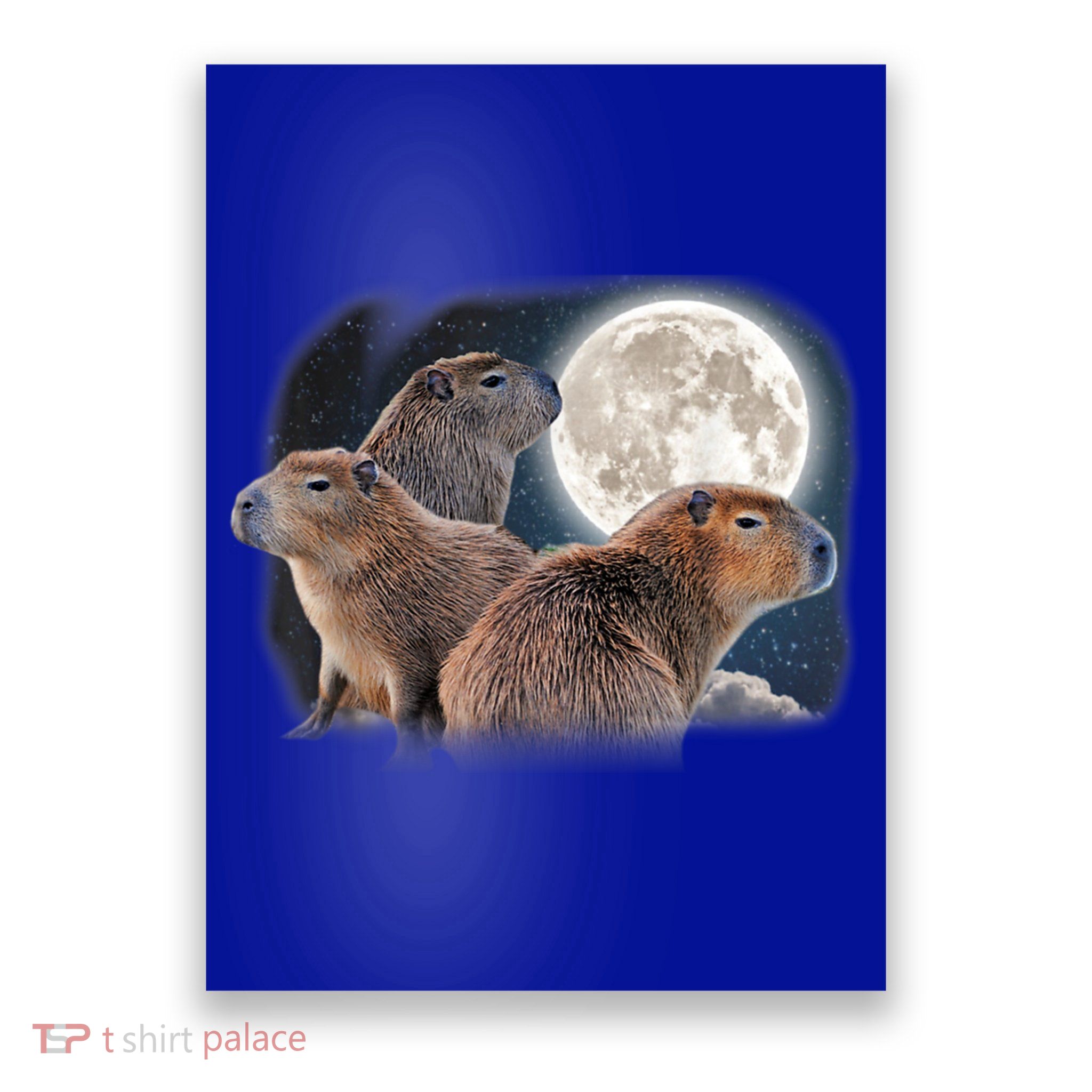 Three Capybaras And Moon Funny Capybara Humor Parody Poster