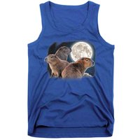Three Capybaras And Moon Funny Capybara Humor Parody Tank Top