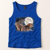 Three Capybaras And Moon Funny Capybara Humor Parody Tank Top