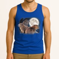 Three Capybaras And Moon Funny Capybara Humor Parody Tank Top