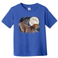 Three Capybaras And Moon Funny Capybara Humor Parody Toddler T-Shirt