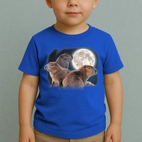 Three Capybaras And Moon Funny Capybara Humor Parody Toddler T-Shirt