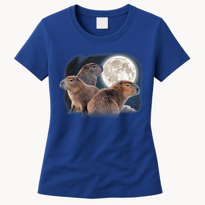 Three Capybaras And Moon Funny Capybara Humor Parody Womens T-Shirt