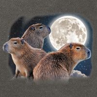 Three Capybaras And Moon Funny Capybara Humor Parody Cotton Canvas Backpack
