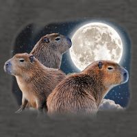 Three Capybaras And Moon Funny Capybara Humor Parody Vector Backpack