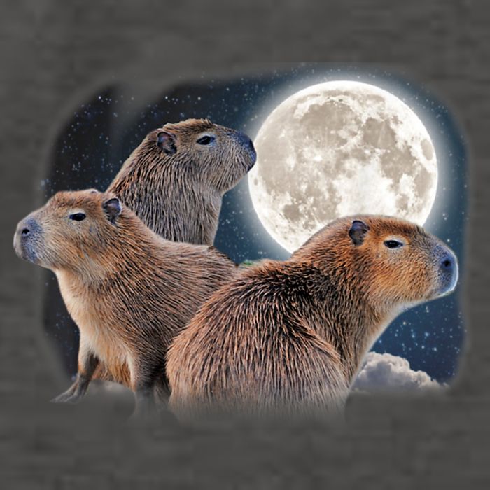 Three Capybaras And Moon Funny Capybara Humor Parody Vector Backpack