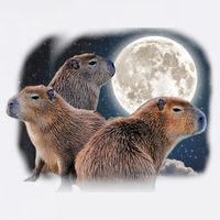 Three Capybaras And Moon Funny Capybara Humor Parody Garment-Dyed Sweatshirt