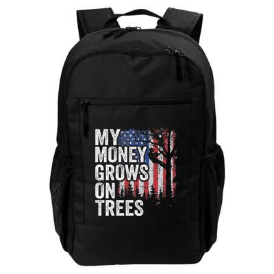 Tree Climbing American Flag Arborist My Money Grows On Trees Daily Commute Backpack