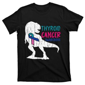 Thyroid Cancer Awareness Cool TRex Warrior Survivor Fighter T-Shirt