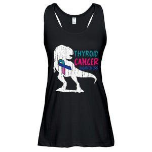 Thyroid Cancer Awareness Cool TRex Warrior Survivor Fighter Ladies Essential Flowy Tank