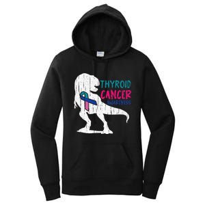 Thyroid Cancer Awareness Cool TRex Warrior Survivor Fighter Women's Pullover Hoodie