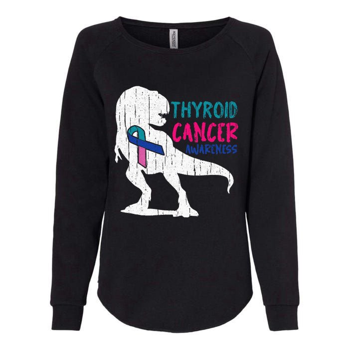 Thyroid Cancer Awareness Cool TRex Warrior Survivor Fighter Womens California Wash Sweatshirt