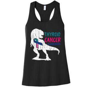 Thyroid Cancer Awareness Cool TRex Warrior Survivor Fighter Women's Racerback Tank