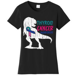 Thyroid Cancer Awareness Cool TRex Warrior Survivor Fighter Women's T-Shirt