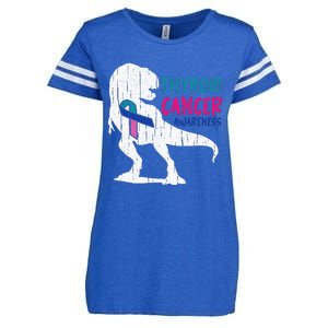 Thyroid Cancer Awareness Cool TRex Warrior Survivor Fighter Enza Ladies Jersey Football T-Shirt