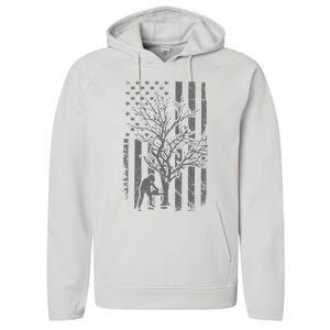 Tree Cutter American Flag Chainsaw Operator Arborist Patriot Performance Fleece Hoodie