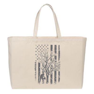 Tree Cutter American Flag Chainsaw Operator Arborist Patriot Cotton Canvas Jumbo Tote