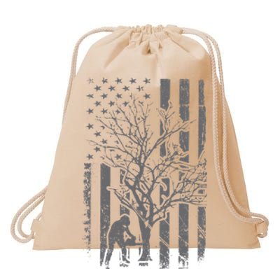 Tree Cutter American Flag Chainsaw Operator Arborist Patriot Drawstring Bag