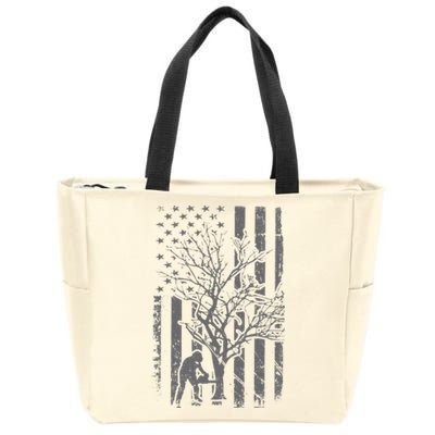 Tree Cutter American Flag Chainsaw Operator Arborist Patriot Zip Tote Bag