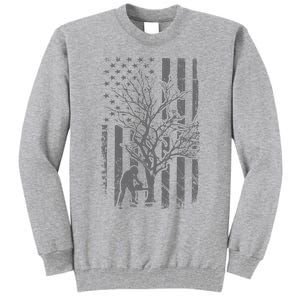 Tree Cutter American Flag Chainsaw Operator Arborist Patriot Tall Sweatshirt