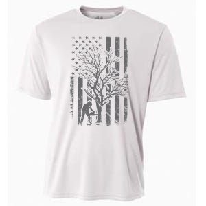 Tree Cutter American Flag Chainsaw Operator Arborist Patriot Cooling Performance Crew T-Shirt