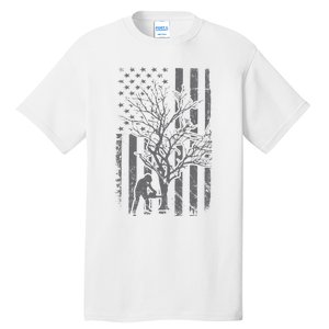 Tree Cutter American Flag Chainsaw Operator Arborist Patriot Tall T-Shirt