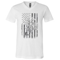 Tree Cutter American Flag Chainsaw Operator Arborist Patriot V-Neck T-Shirt