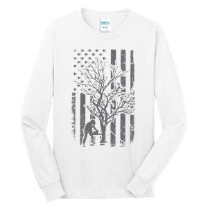 Tree Cutter American Flag Chainsaw Operator Arborist Patriot Tall Long Sleeve T-Shirt