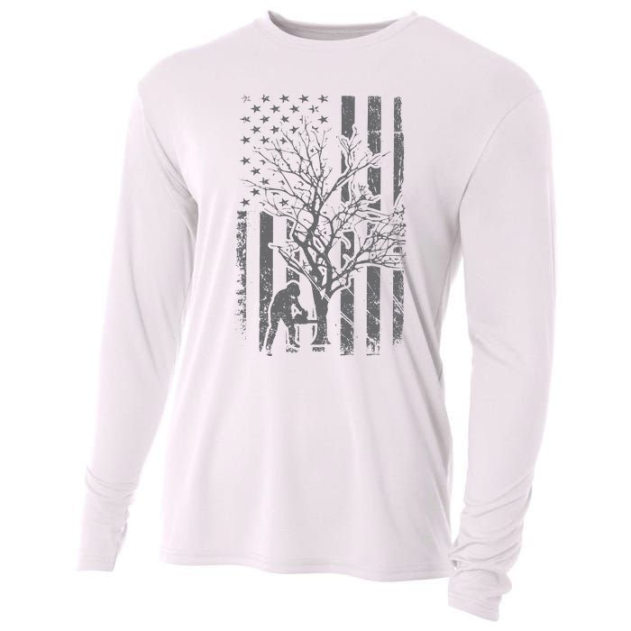 Tree Cutter American Flag Chainsaw Operator Arborist Patriot Cooling Performance Long Sleeve Crew