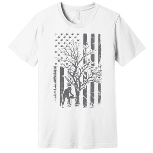 Tree Cutter American Flag Chainsaw Operator Arborist Patriot Premium T-Shirt