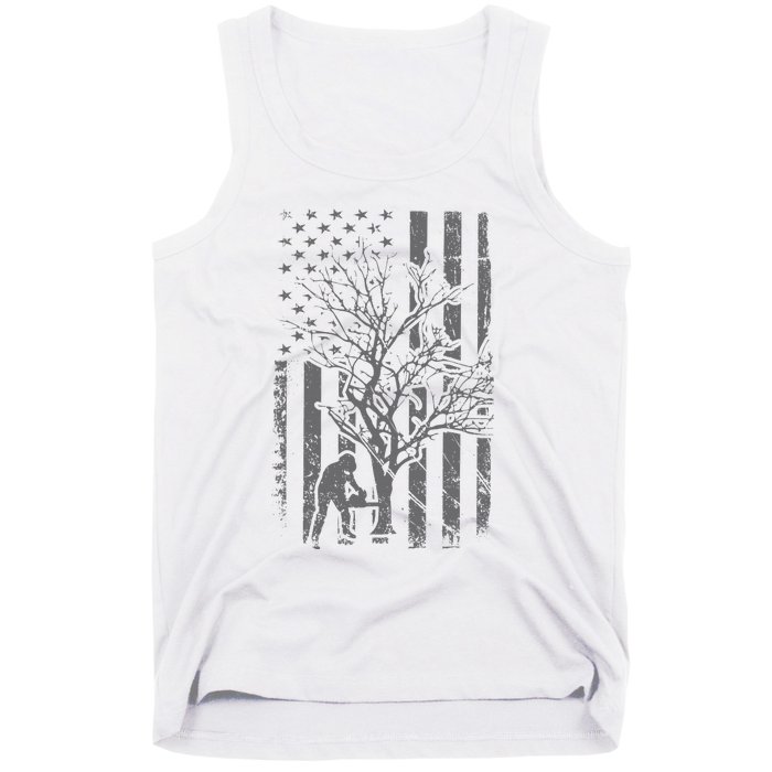 Tree Cutter American Flag Chainsaw Operator Arborist Patriot Tank Top