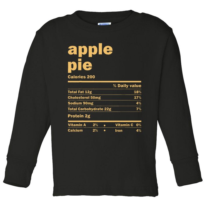 Thanksgiving Christmas Apple Pie Nutritional Facts  Toddler Long Sleeve Shirt