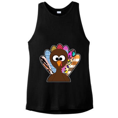 Turkey Colorful Abstract Thanksgiving Ladies PosiCharge Tri-Blend Wicking Tank