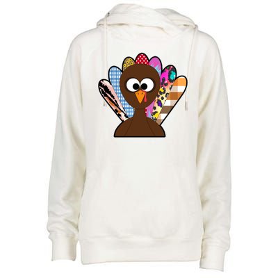 Turkey Colorful Abstract Thanksgiving Womens Funnel Neck Pullover Hood