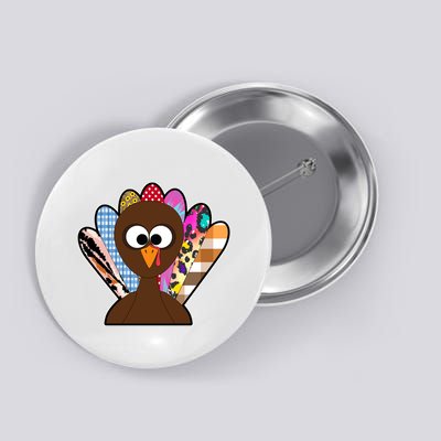 Turkey Colorful Abstract Thanksgiving Button