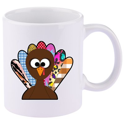 Turkey Colorful Abstract Thanksgiving 11oz C Handle Ceramic Mug