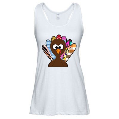 Turkey Colorful Abstract Thanksgiving Ladies Essential Flowy Tank