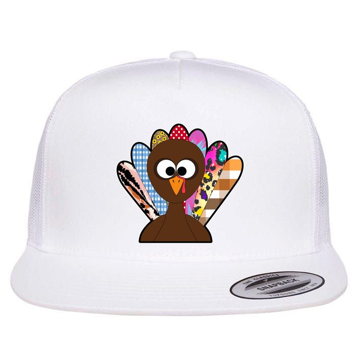 Turkey Colorful Abstract Thanksgiving Flatbill Hat