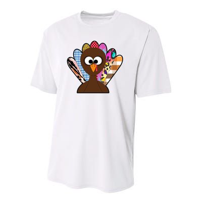 Turkey Colorful Abstract Thanksgiving Youth Performance Sprint T-Shirt