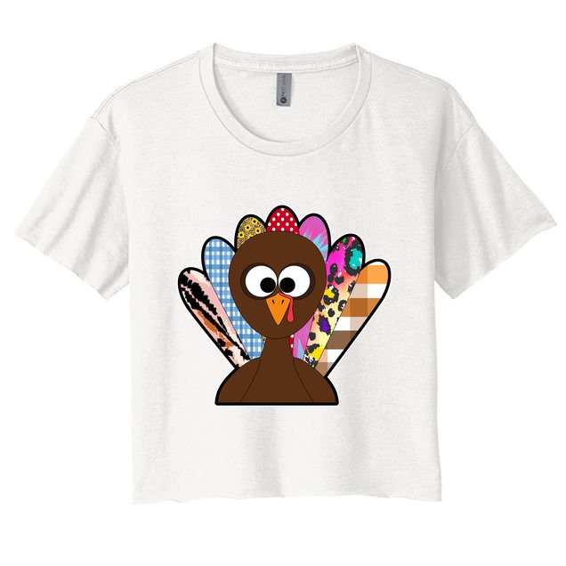 Turkey Colorful Abstract Thanksgiving Crop Top