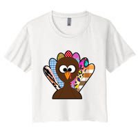 Turkey Colorful Abstract Thanksgiving Crop Top