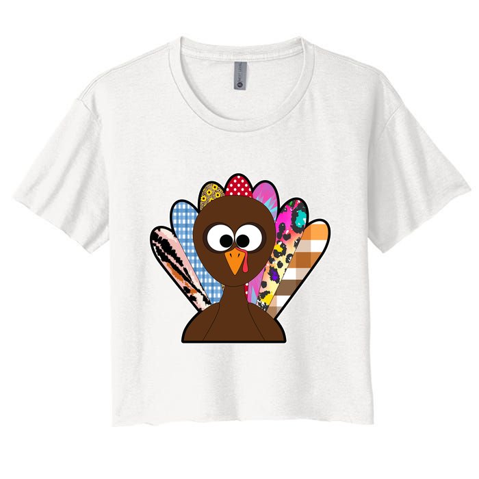 Turkey Colorful Abstract Thanksgiving Crop Top